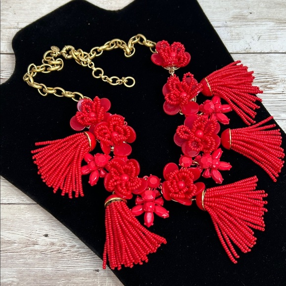 J.Crew Vibrant Red Floral Necklace - Picture 5 of 5